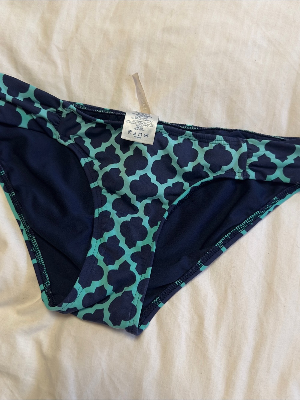 & Other Stories Navy and Teal Geometric Bikini Bottoms